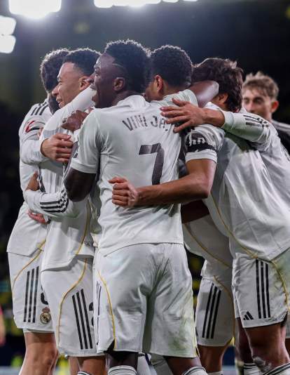 Jugadores del Real Madrid celebrando un gol. Jugadores del Real Madrid celebrando un gol.