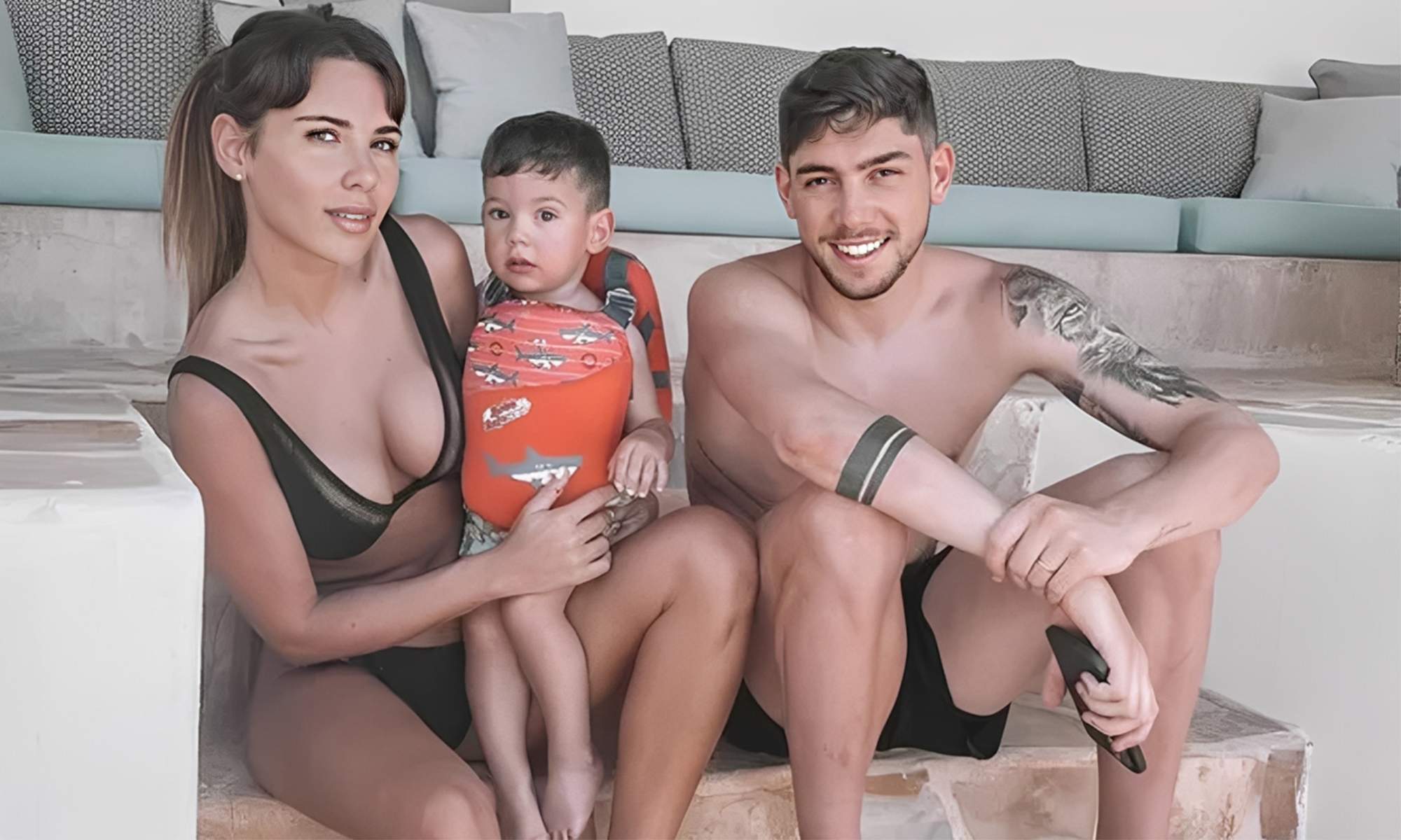 Fede Valverde, Mina Bonino y su hijo.