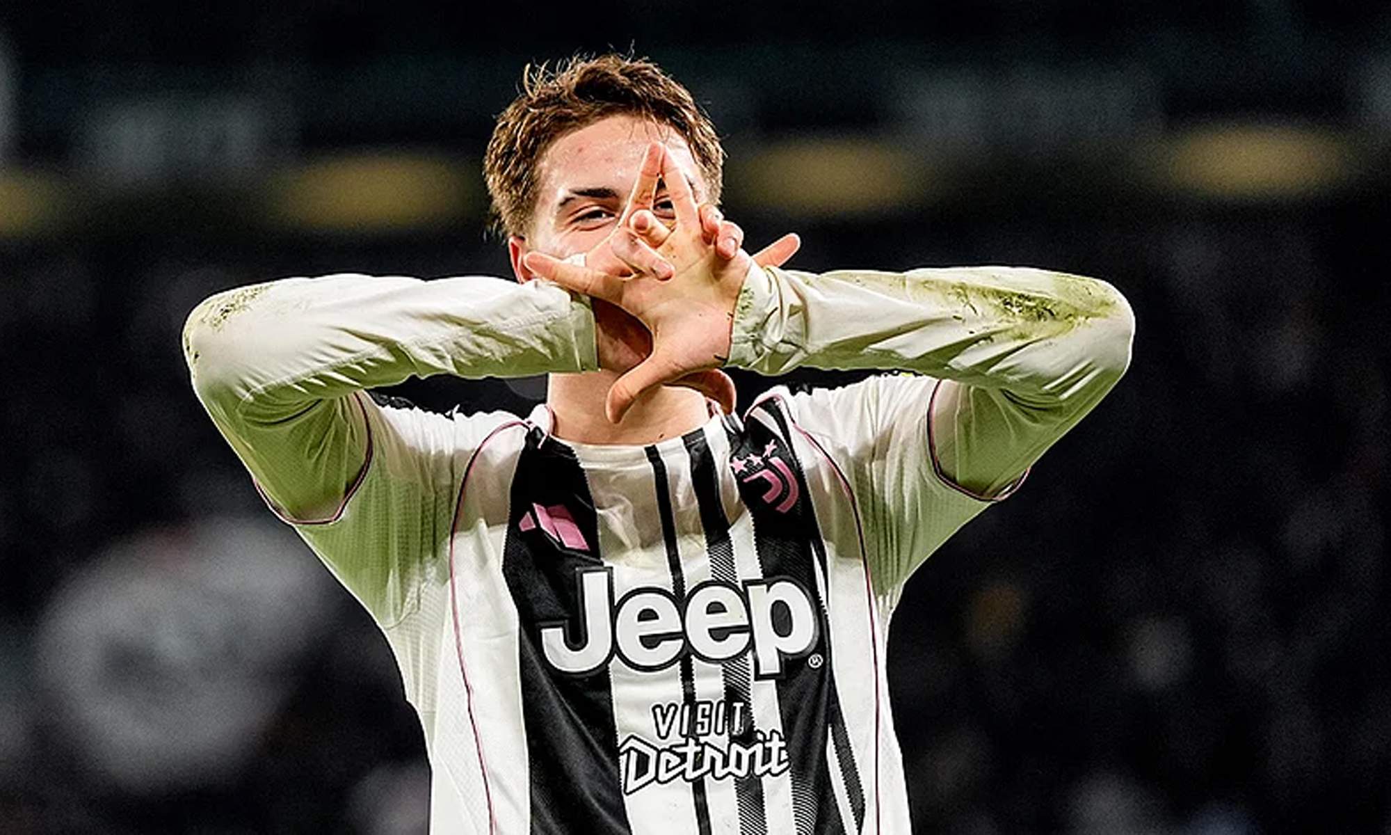 Yildiz celebrando el gol con la Juventus.