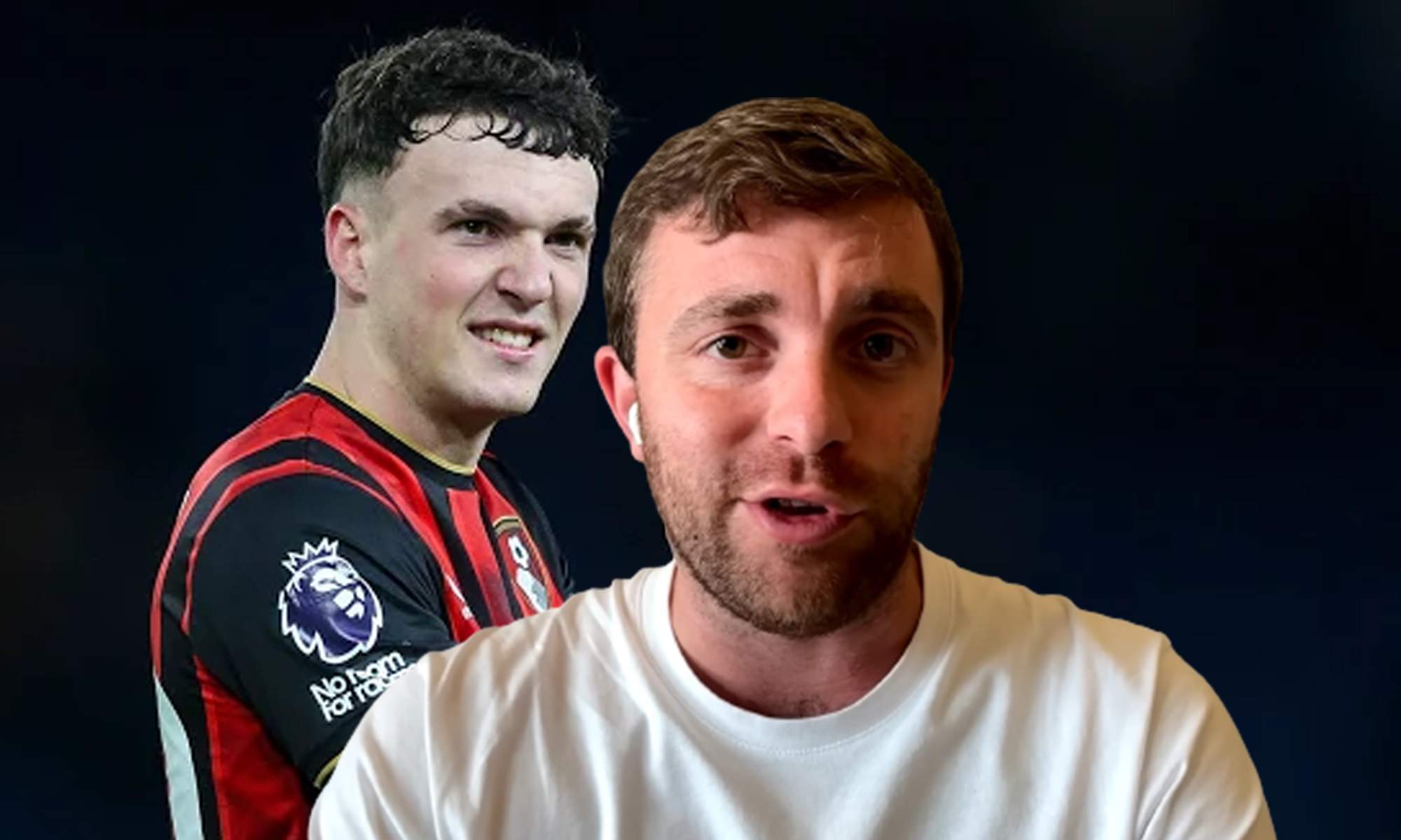 Fabrizio Romano y una foto de Álex Jiménez con el Bournemouth.