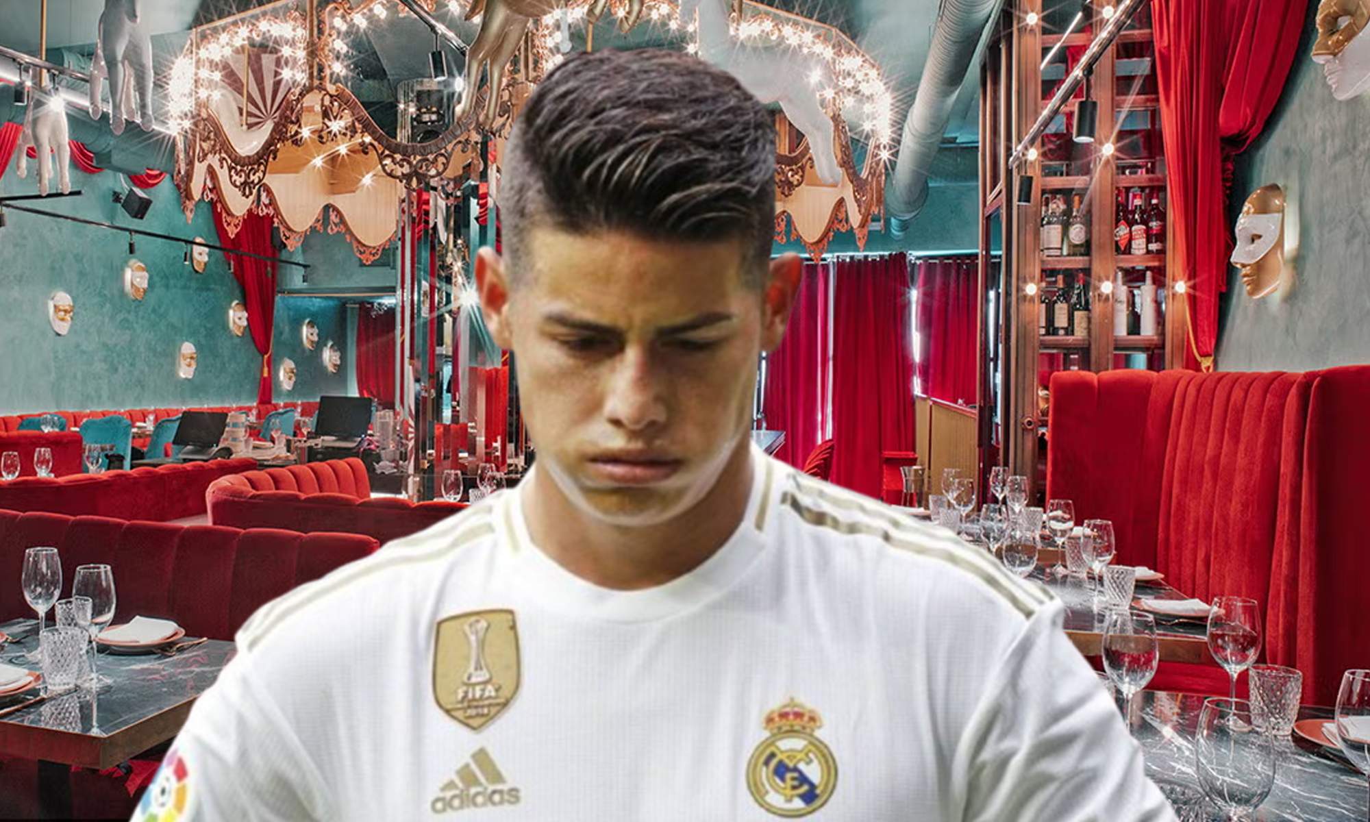 James Rodríguez y uno de sus restaurantes de Madrid.