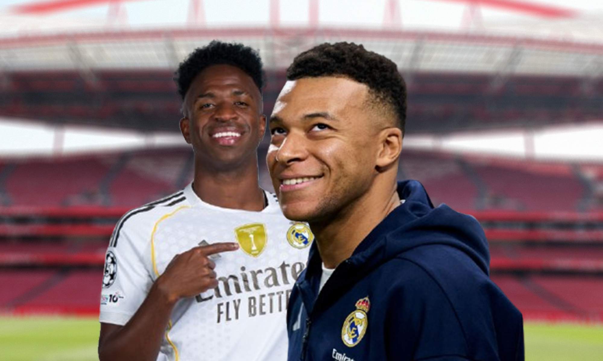 Kylian Mbappé, Vinícius Júnior y el estadio del Benfica.