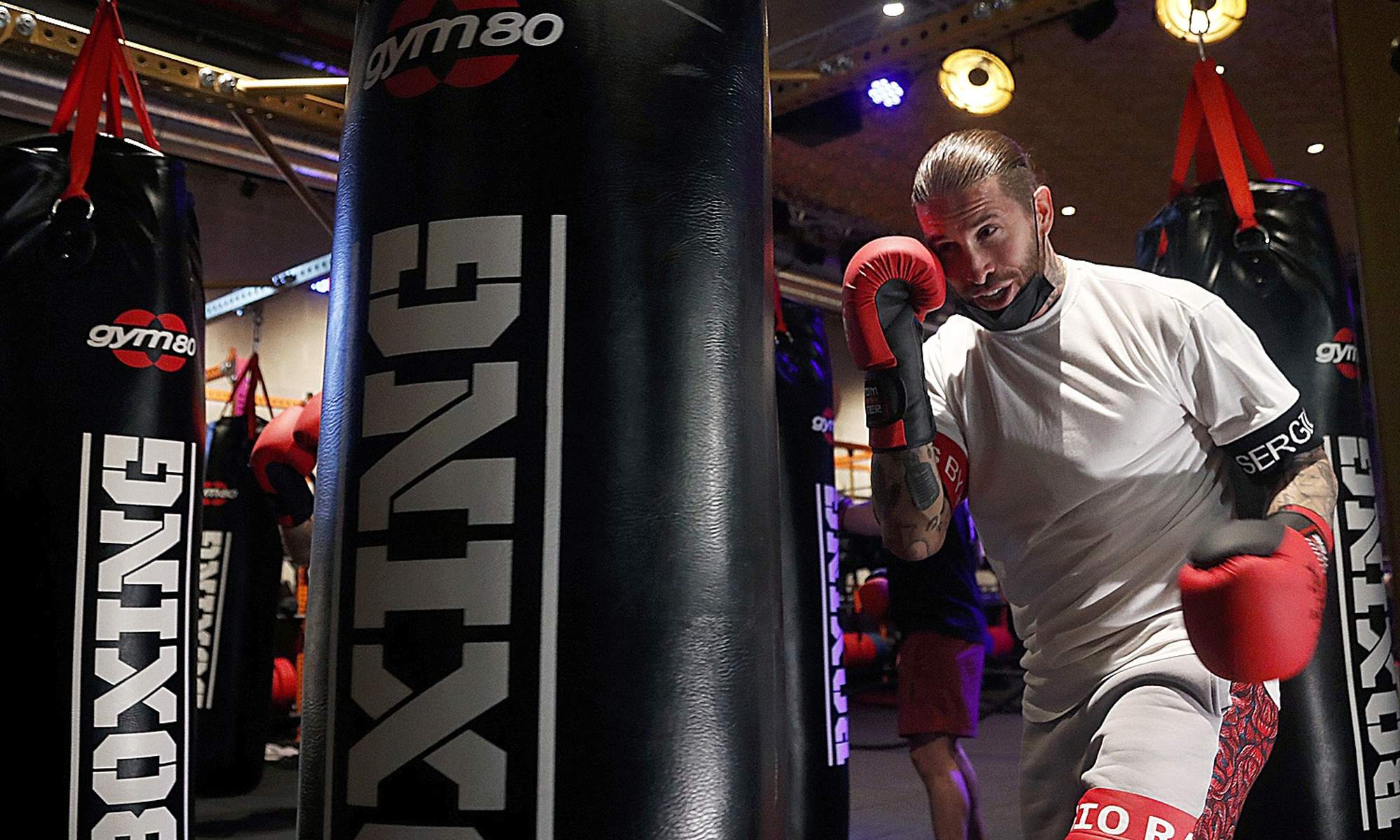 Sergio Ramos durante un entrenamiento de boxeo.