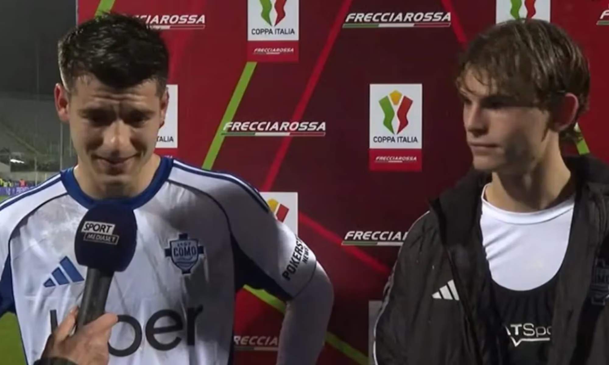 Álvaro Morata, junto a Nico Paz, después del último partido del Como de este miércoles contra la Fiorentina.