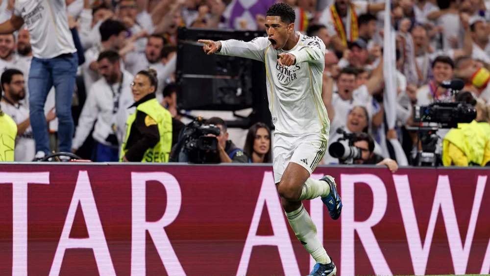 Jude Bellingham, celebrando un gol en un partido de Champions.