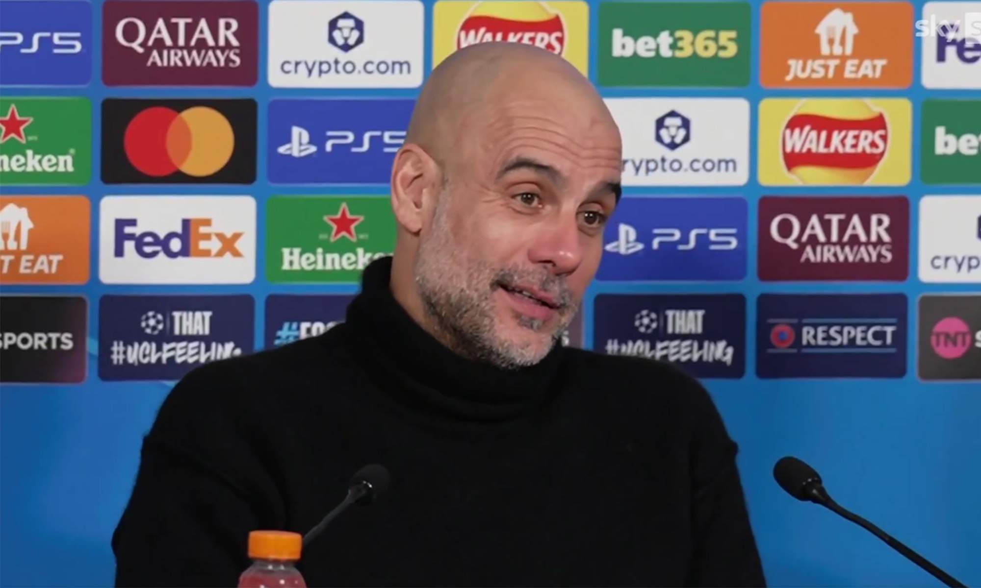 Pep Guardiola en rueda de prensa después del partido del Manchester City.