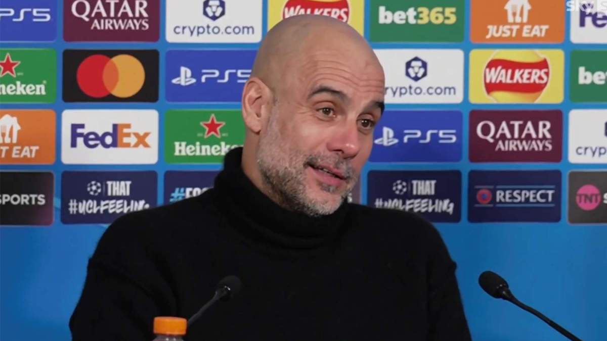 Pep Guardiola en rueda de prensa después del partido del Manchester City.