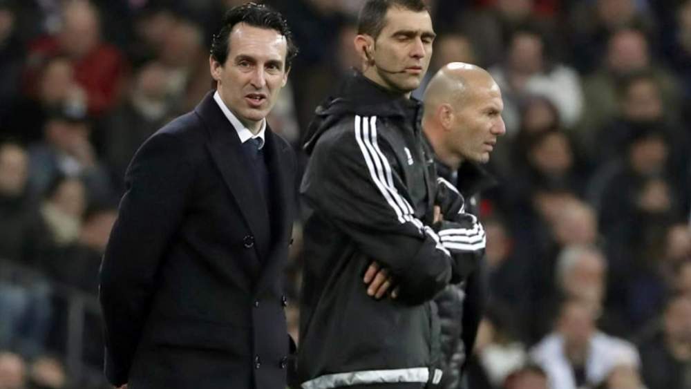 Unai Emery, durante una visita al Santiago Bernabéu como entrenador del PSG.