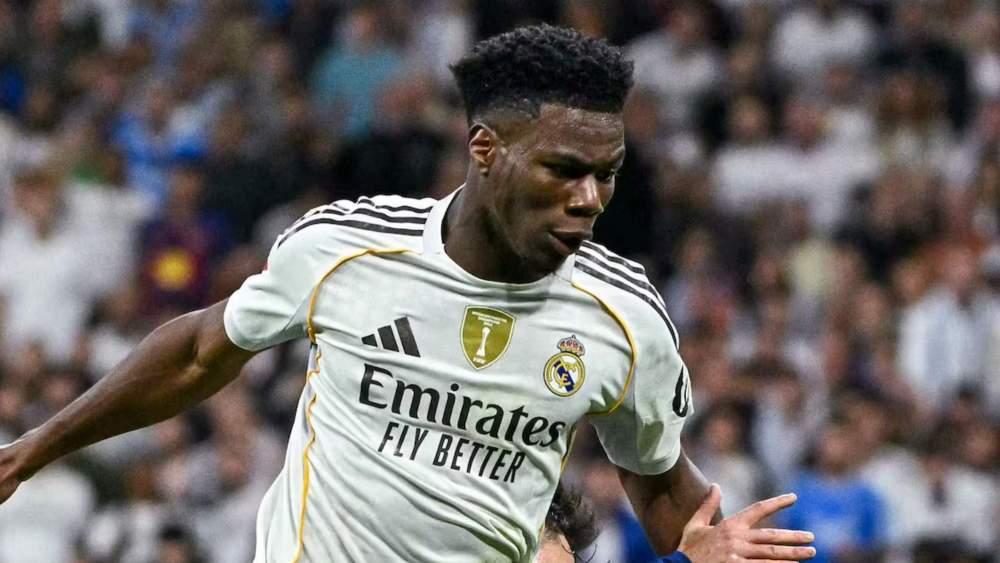 Aurelién Tchouameni, en un partido con el Real Madrid durante esta temporada.