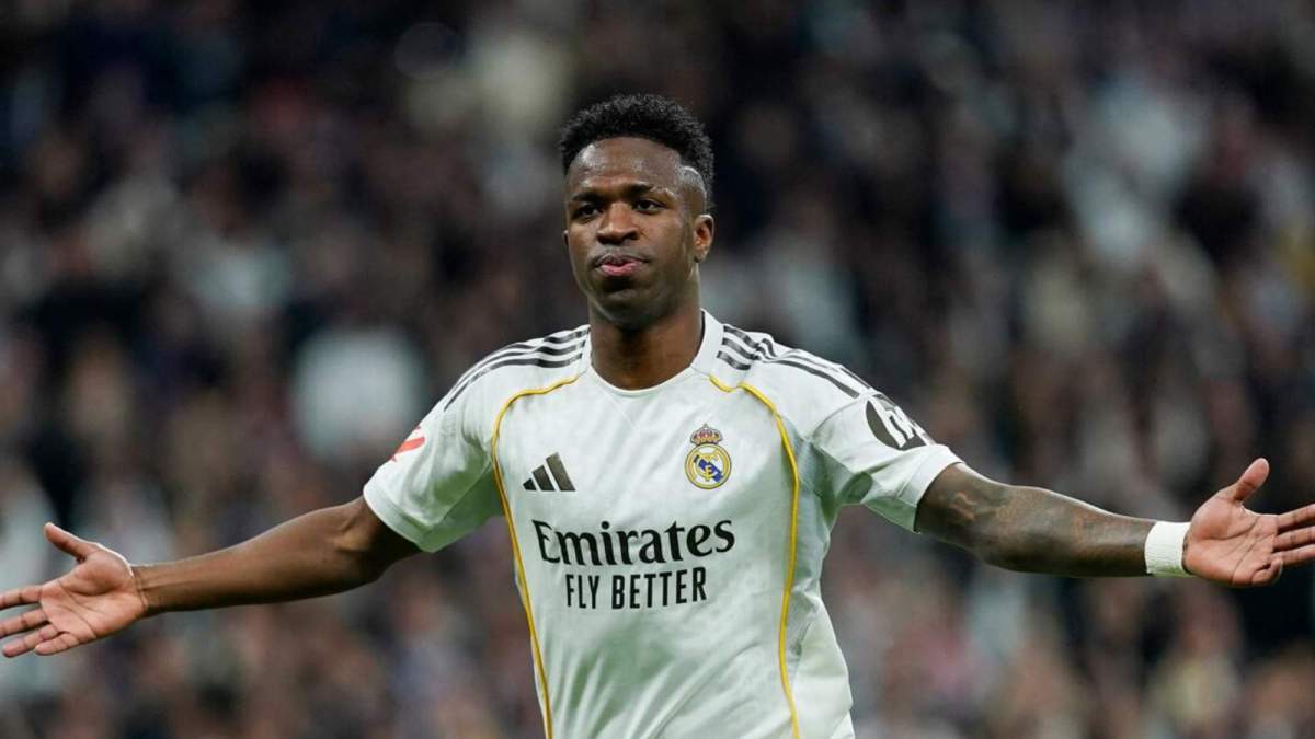 Vinicius Junior, celebrando el primer gol del partido ante el Rayo.