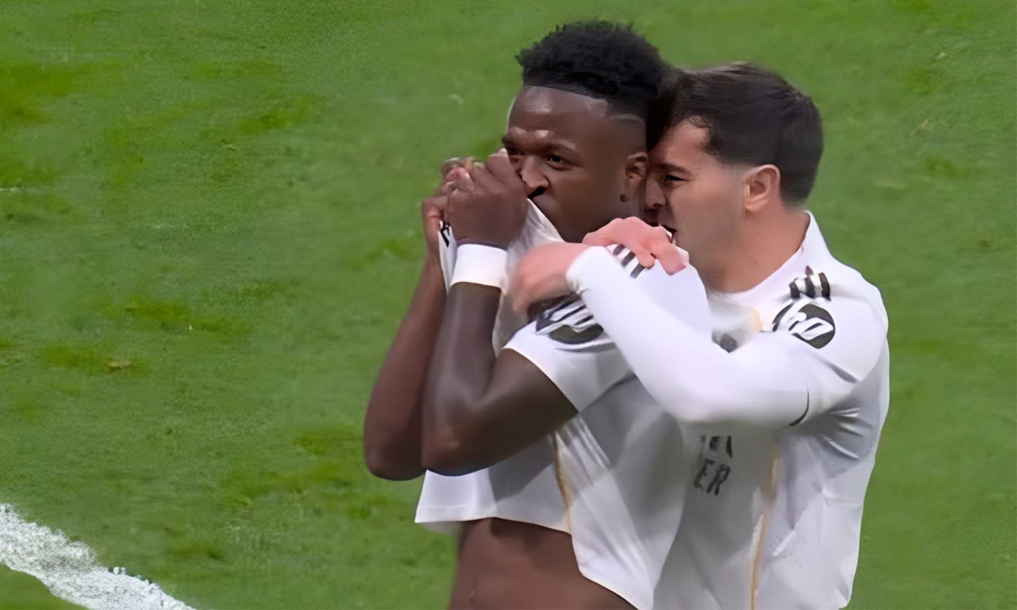 Vinícius Júnior celebrando su gol al Rayo Vallecano. Vinícius Júnior celebrando su gol al Rayo Vallecano.