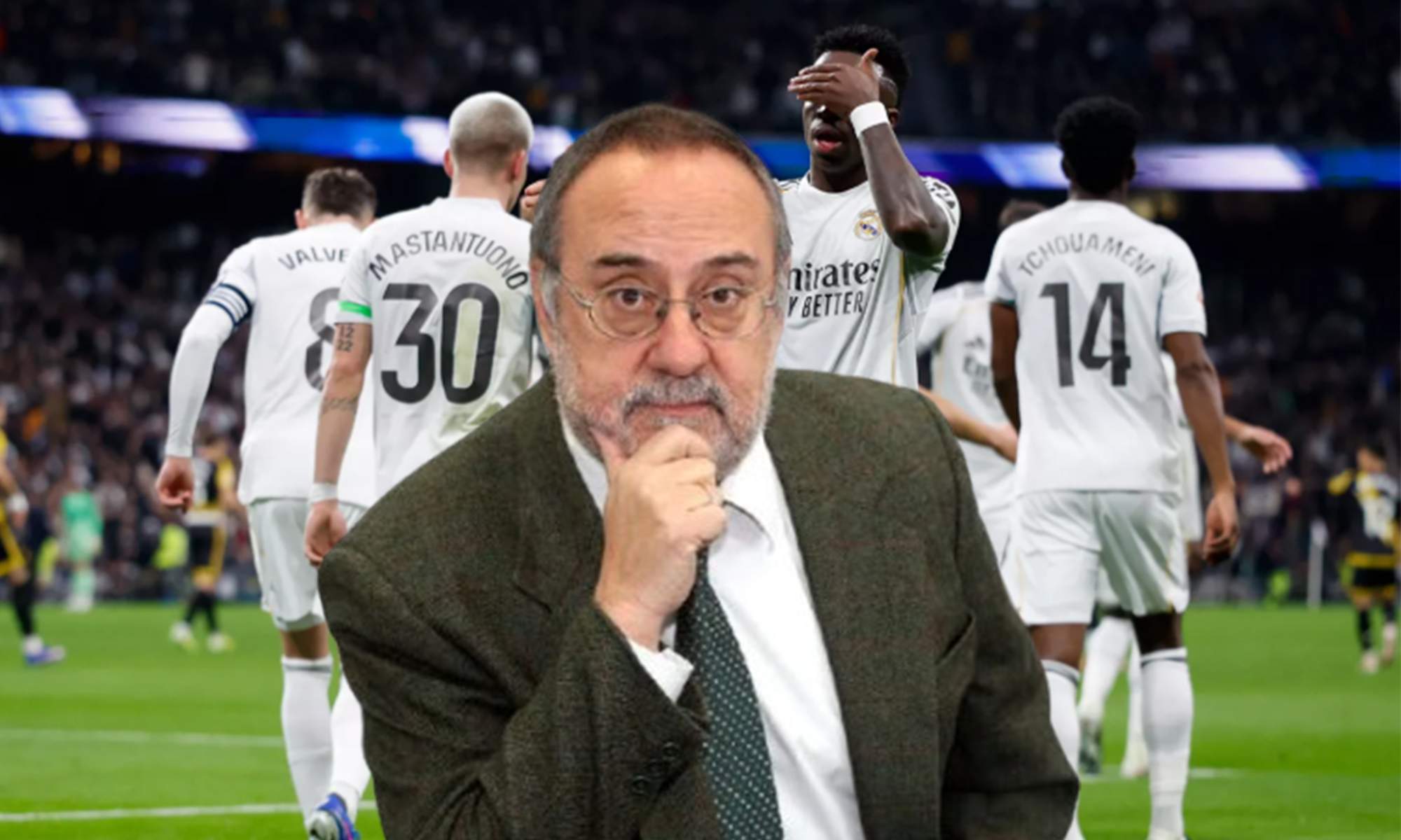 Alfredo Relaño y Vinícius Júnior celebrando su gol contra el Rayo Vallecano. 