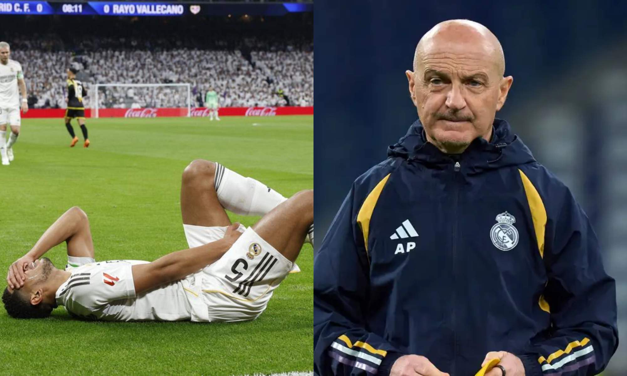 Antonio Pintus, preocupado por la nueva lesión de Jude Bellingham: se le acumula el trabajo en el Real Madrid. Antonio Pintus, preocupado por la nueva lesión de Jude Bellingham: se le acumula el trabajo en el Real Madrid.