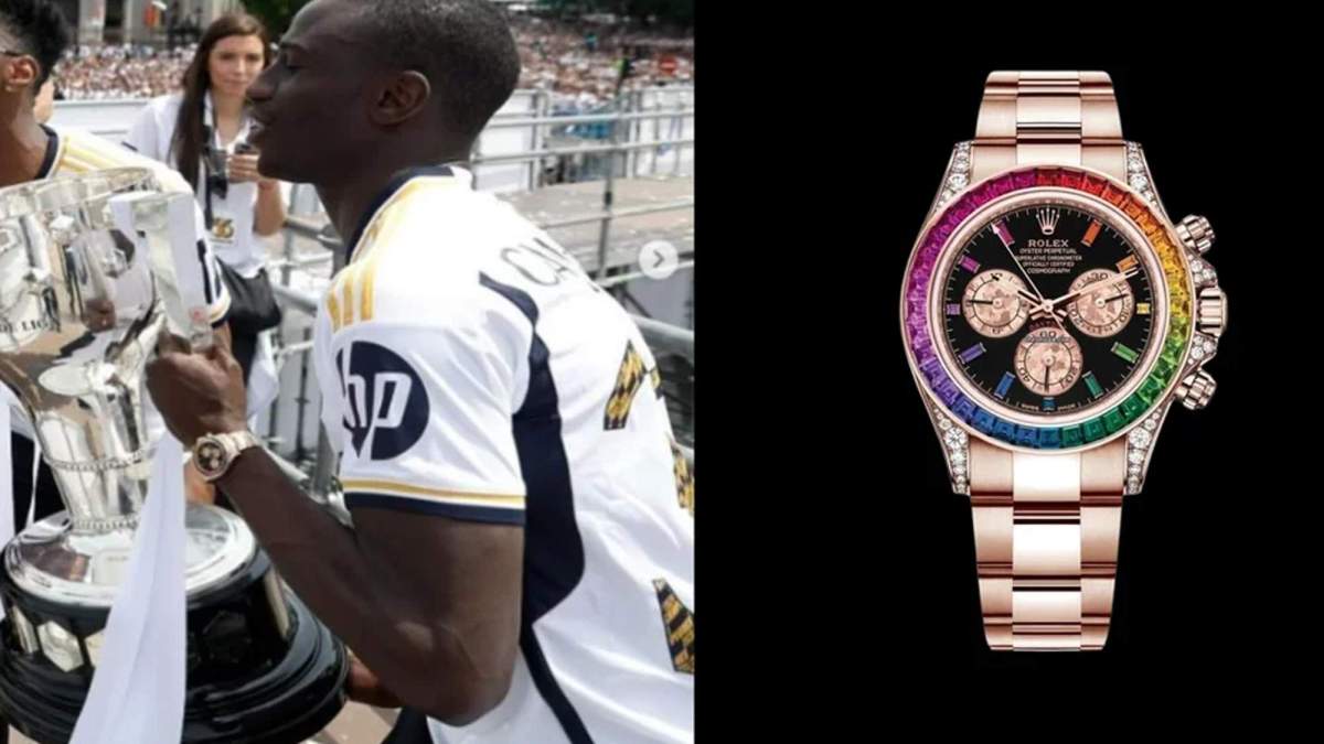 Ferland Mendy con un reloj en una celebración de LaLiga.