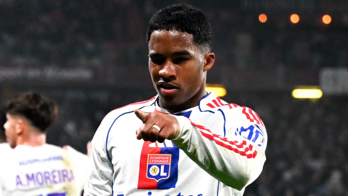 Endrick celebrando un gol con el Olympique de Lyon. 