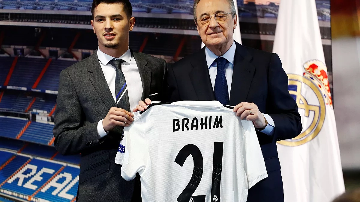 Brahim Díaz el día de su presentación con el Real Madrid