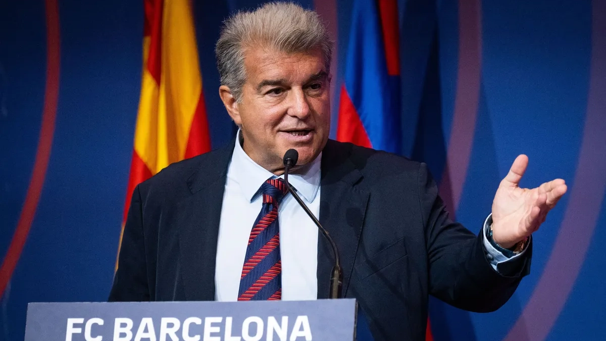 Joan Laporta en su discurso como presidente del Barcelona.