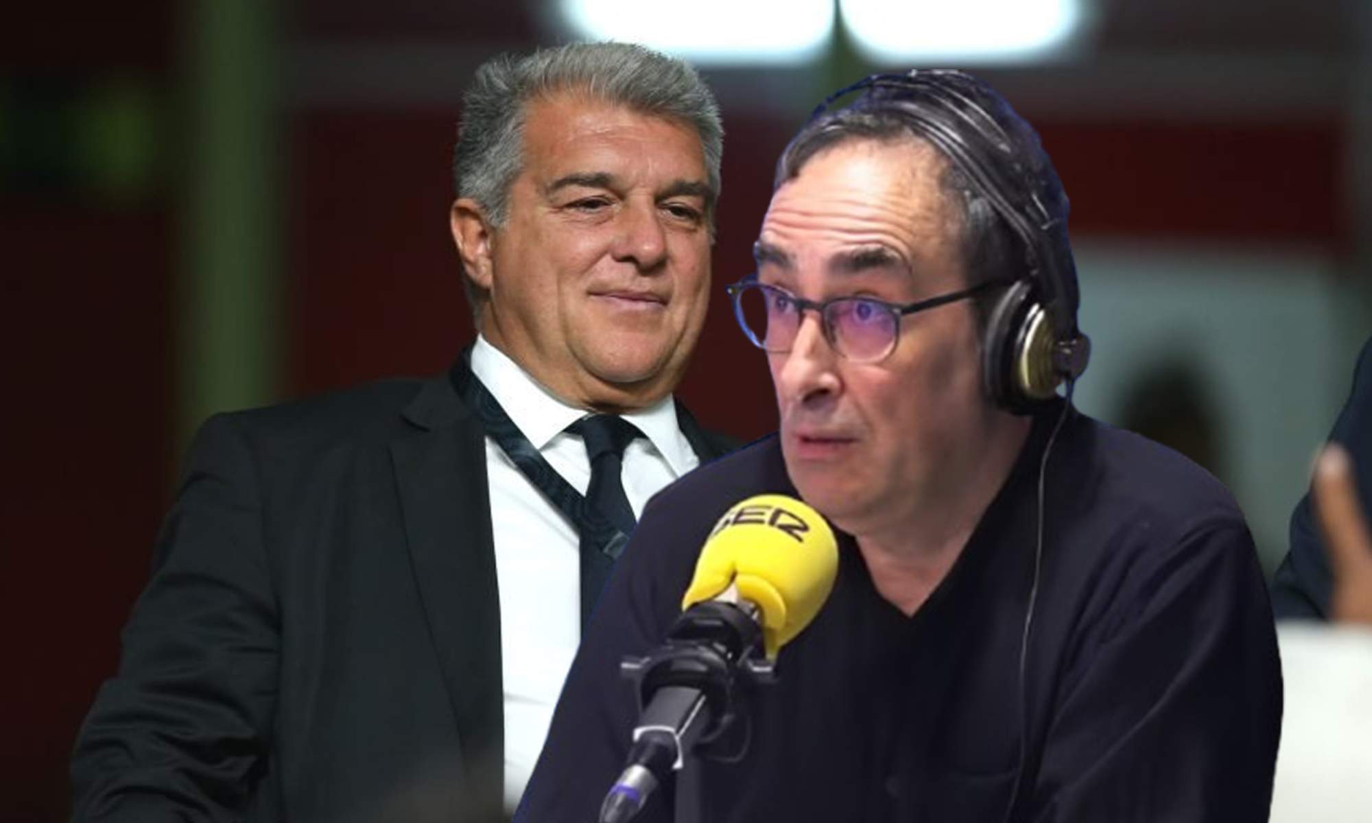 Eduardo Iturralde en La SER y una foto de Joan Laporta. 