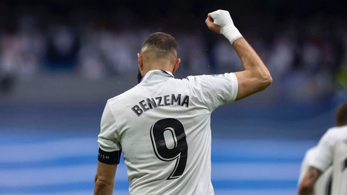 Karim Benzema, celebrando un gol con el Real Madrid.