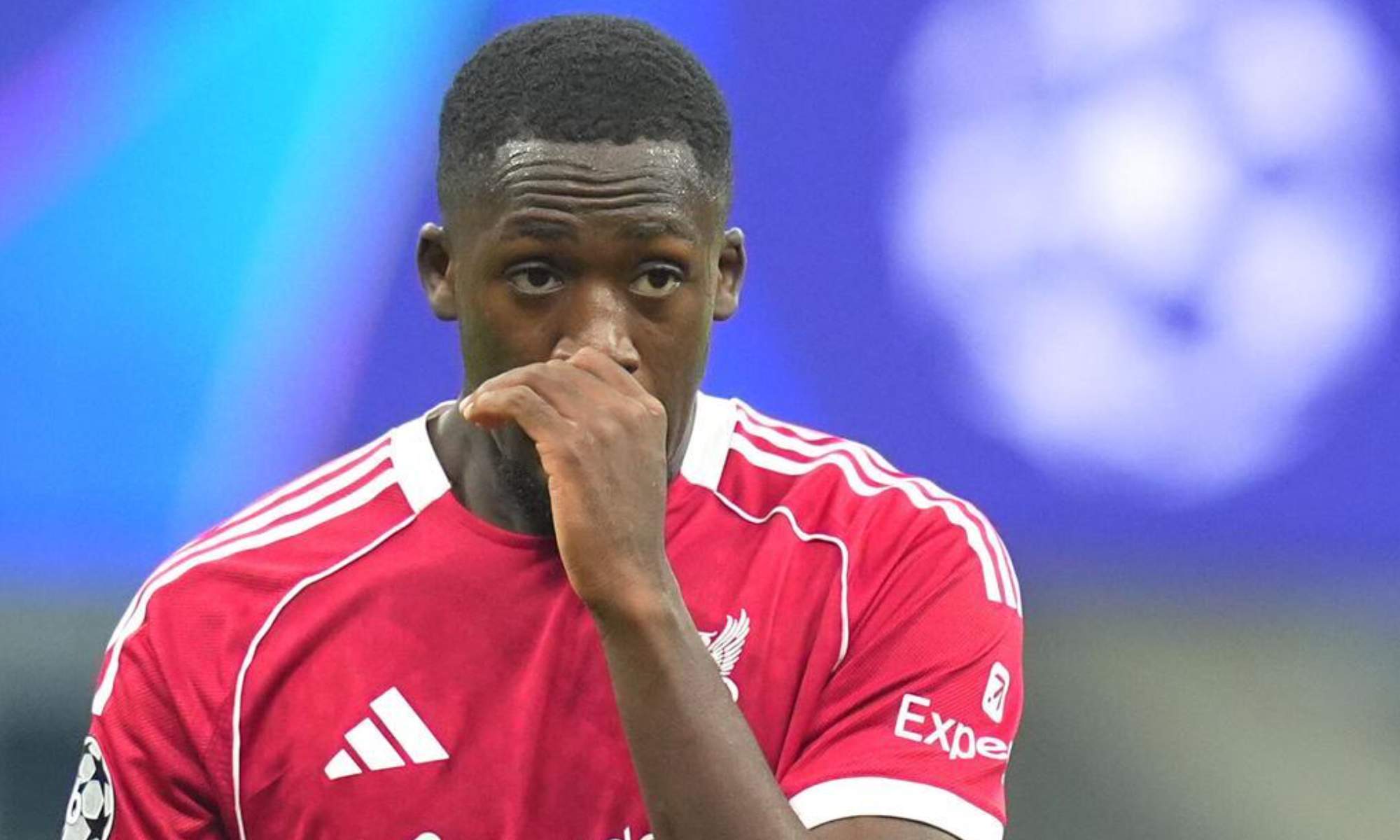 Ibrahima Konaté, durante un partido con el Liverpool esta temporada en Champions.