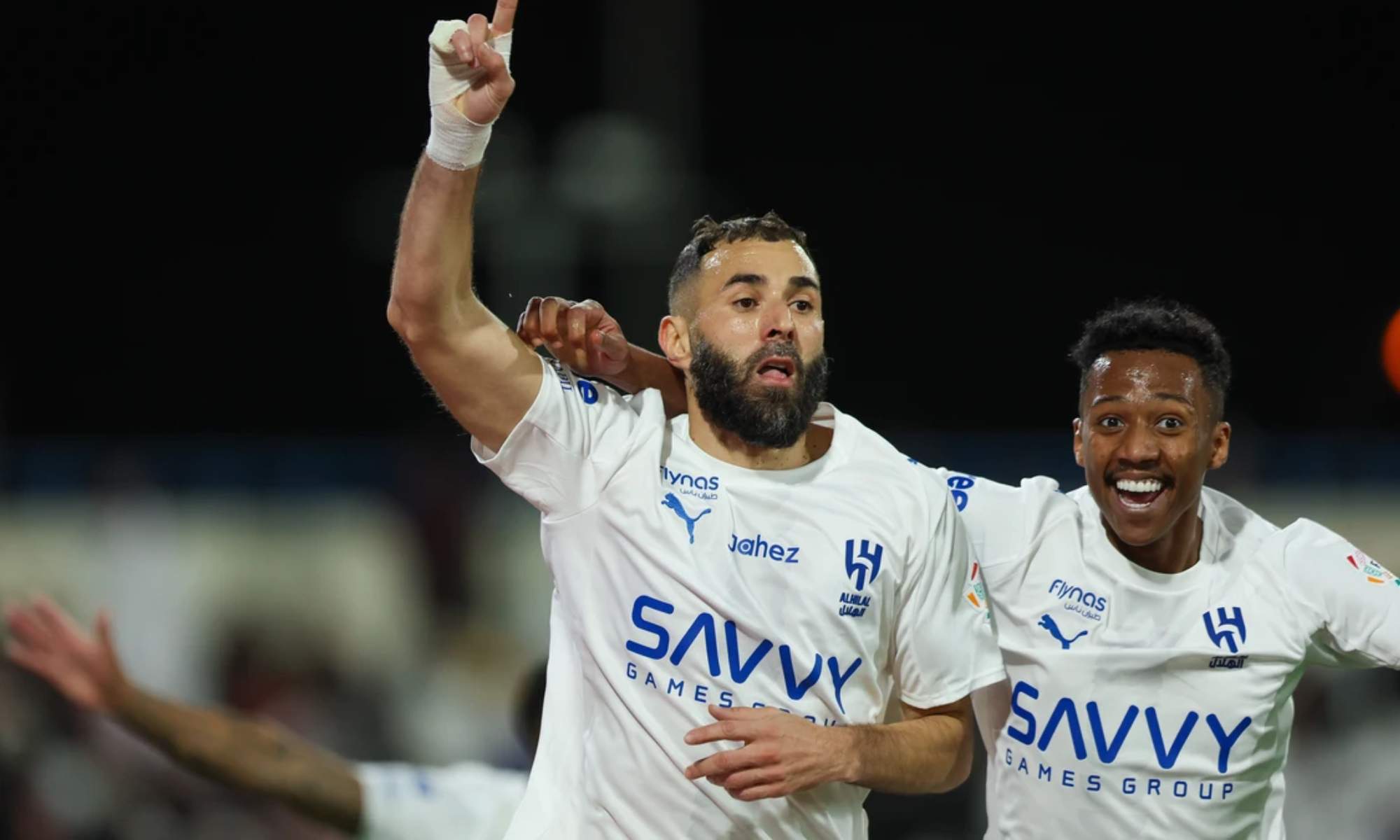 Karim Benzema, celebrando su primer 'hat-trick' con el Al-Hilal.