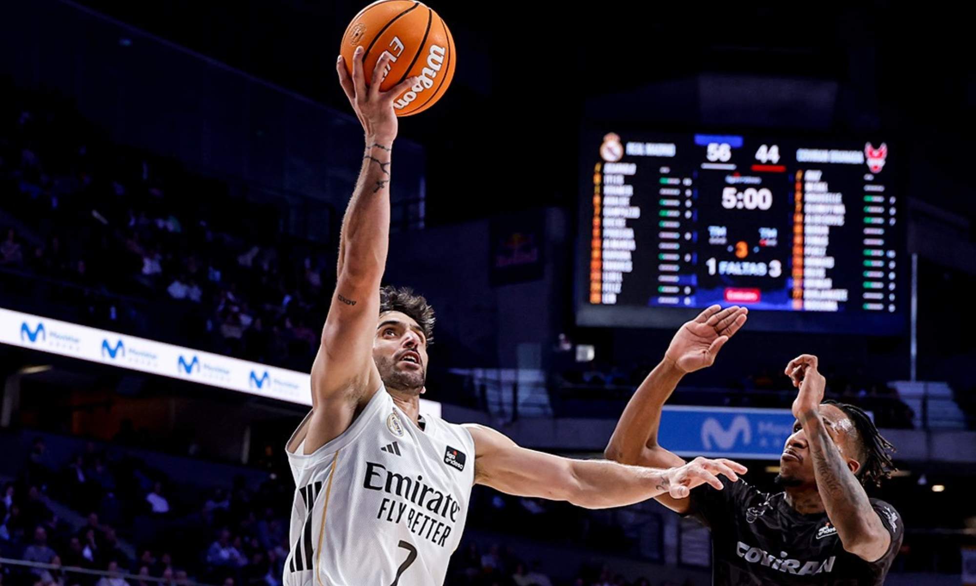 Facundo Campazzo, anotando una canasta en el partido de esta tarde ante el Covirán Granada. Facundo Campazzo, anotando una canasta en el partido de esta tarde ante el Covirán Granada.