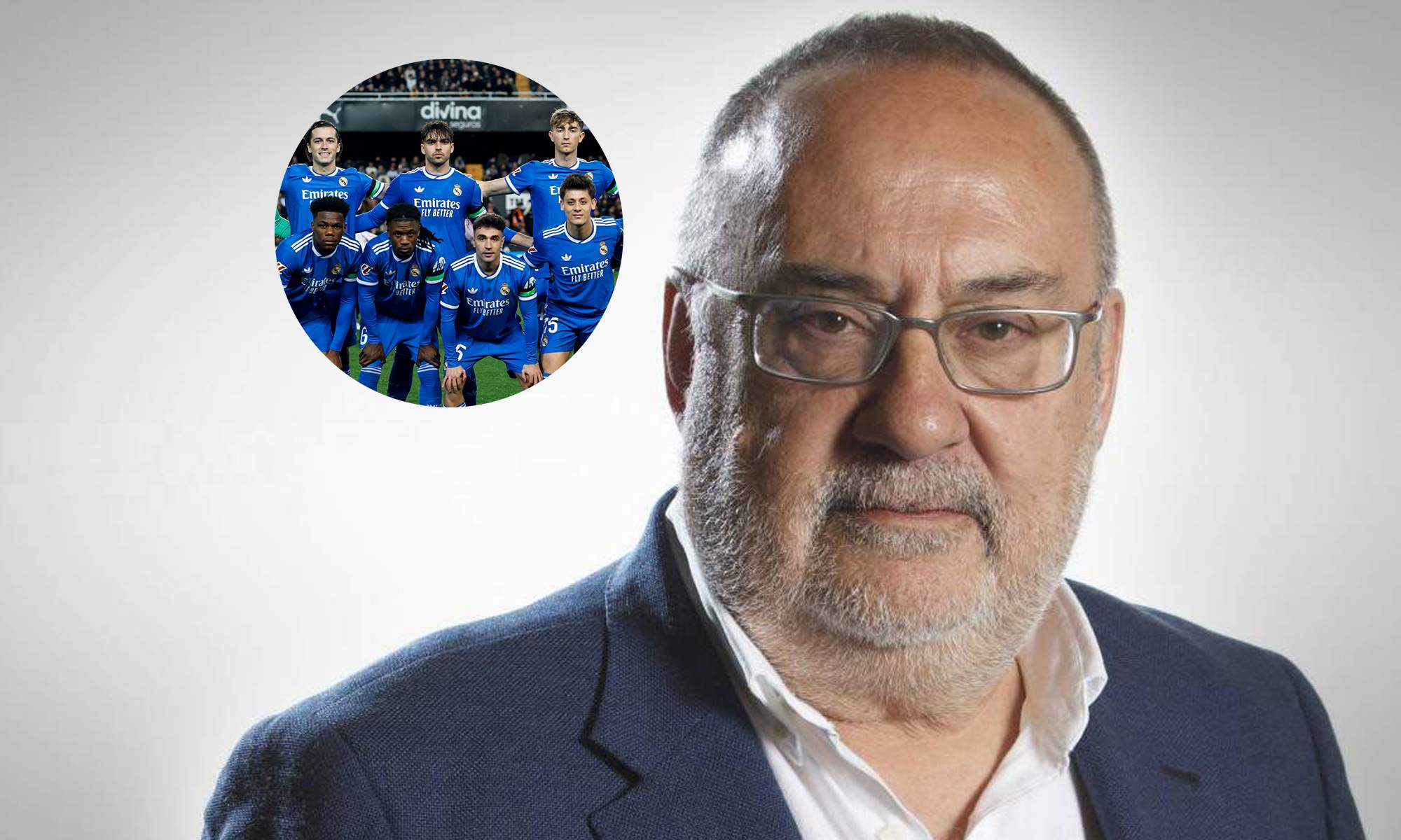 Alfredo Relaño y jugadores del Real Madrid.