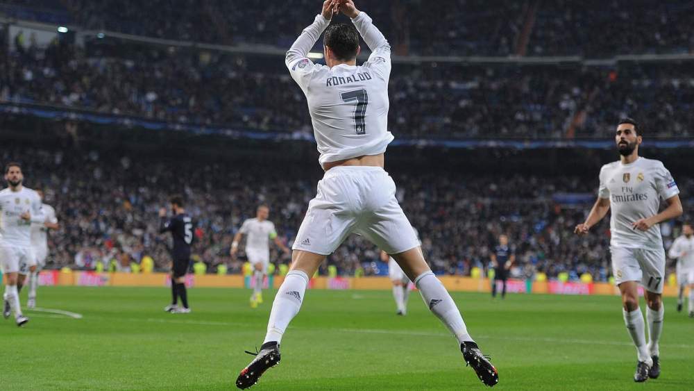 Cristiano Ronaldo, celebrando un gol con el Real Madrid.