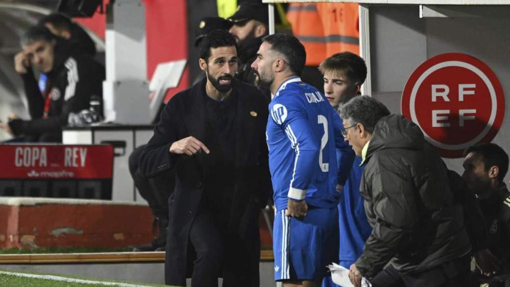 Álvaro Arbeloa y Dani Carvajal, durante el partido de Copa del Rey ante el Albacete.