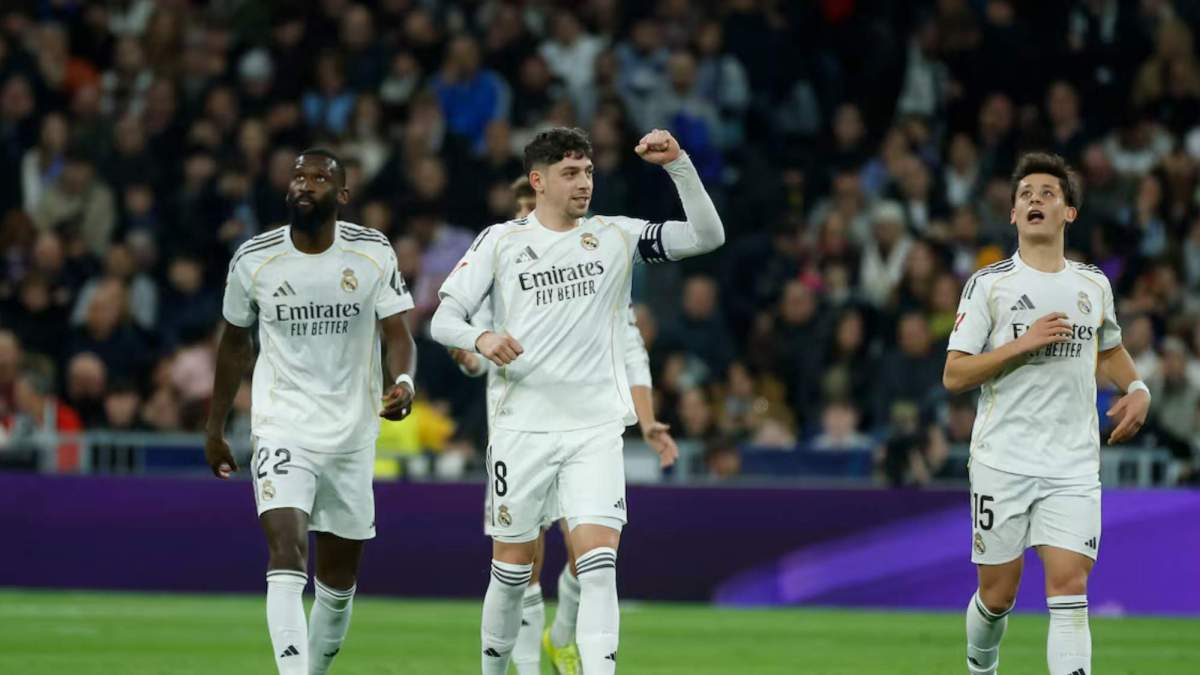 Fede Valverde, celebrando el tercer gol del Real Madrid ante la Real Sociedad.