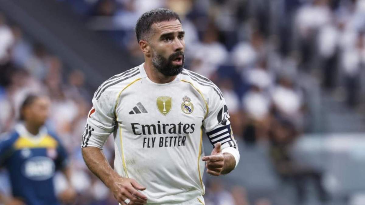 Dani Carvajal jugando un partido con el Real Madrid. Dani Carvajal jugando un partido con el Real Madrid.