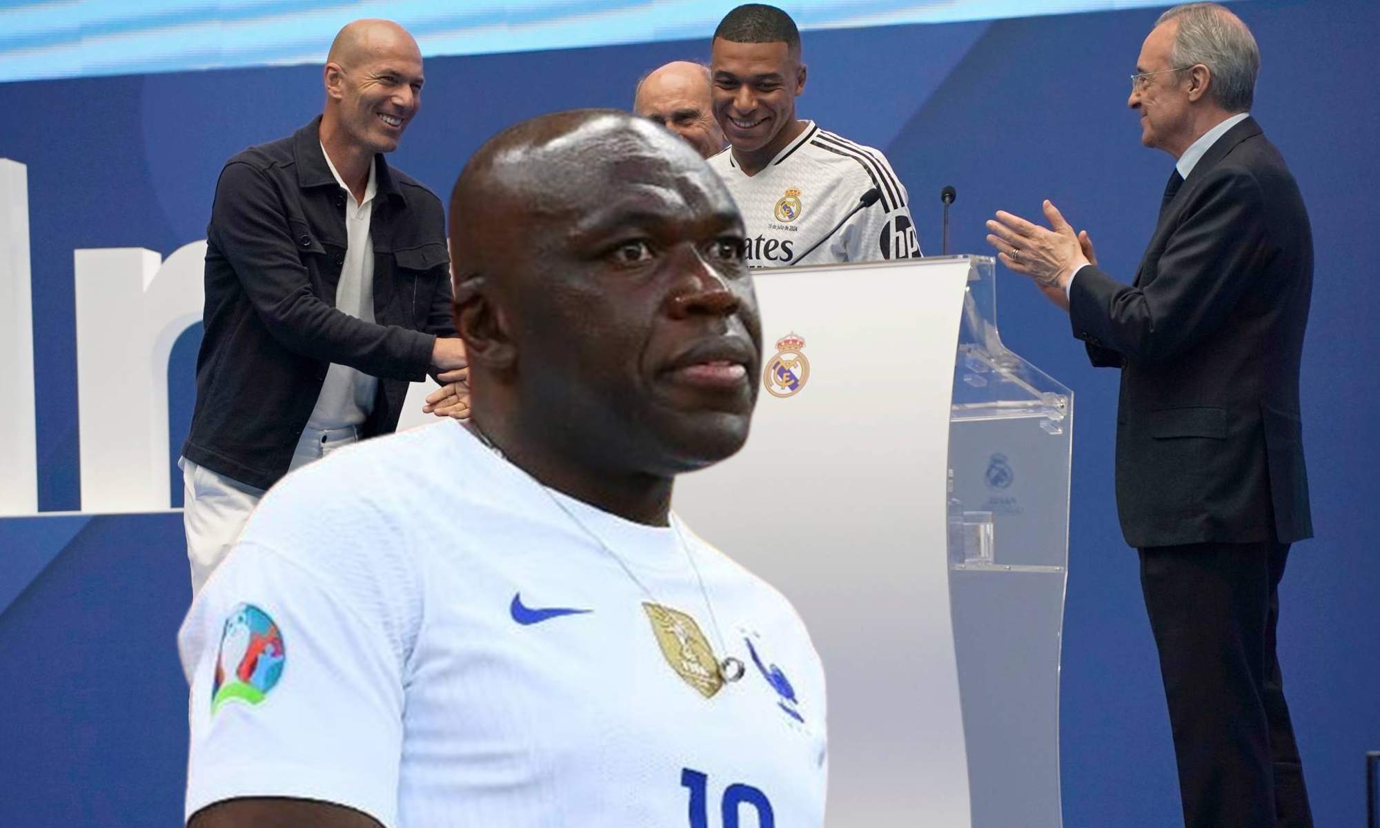 Wilfried Mbappé, Zinedine Zidane y Kylian Mbappé.