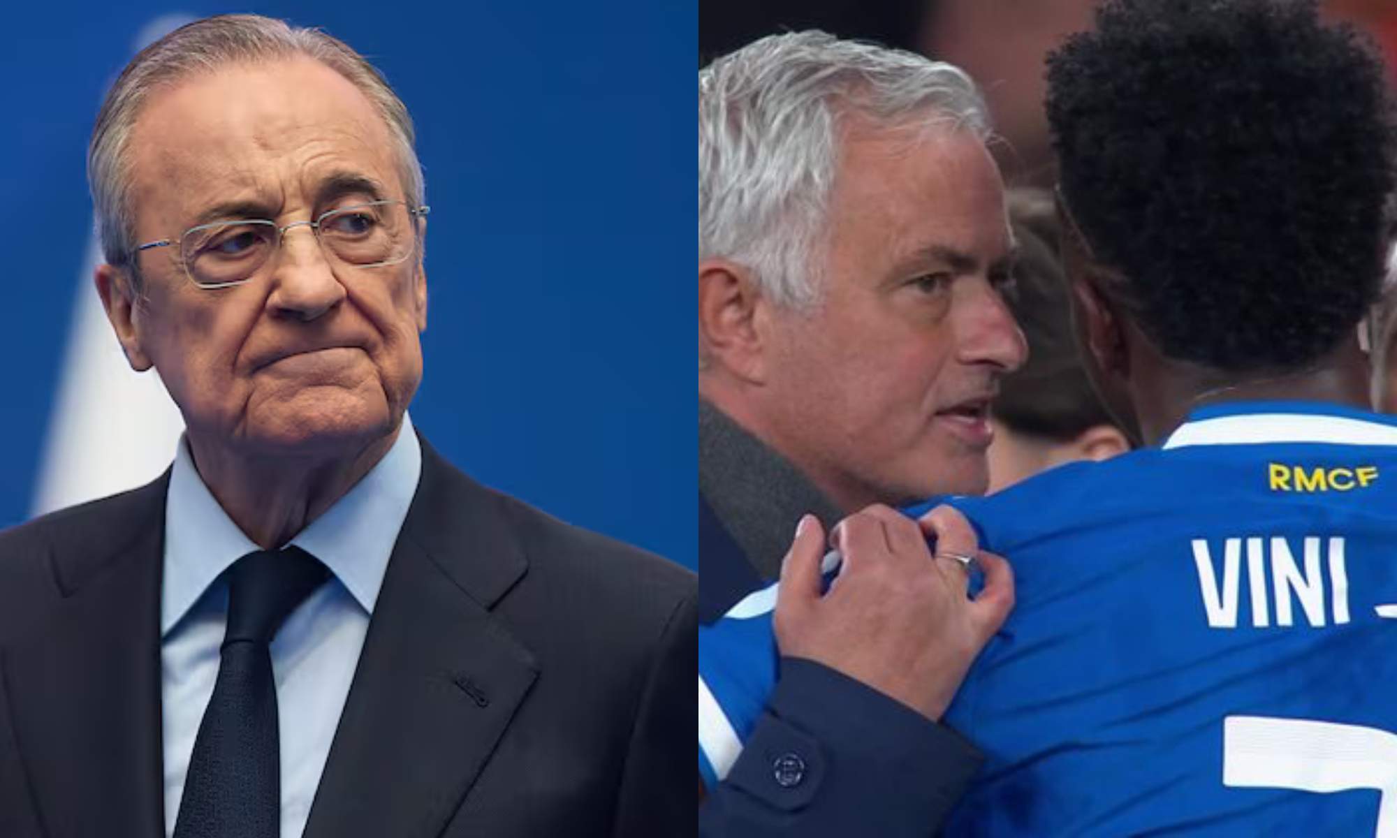 Florentino Pérez, enfadado con José Mourinho tras sus palabras sobre Vinicius Junior.