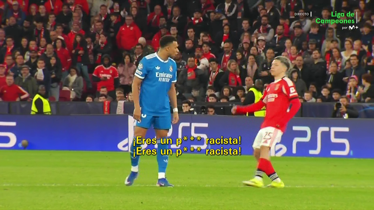 Kylian Mbappé defendiendo a Vinícius de los insultos de Prestianni.