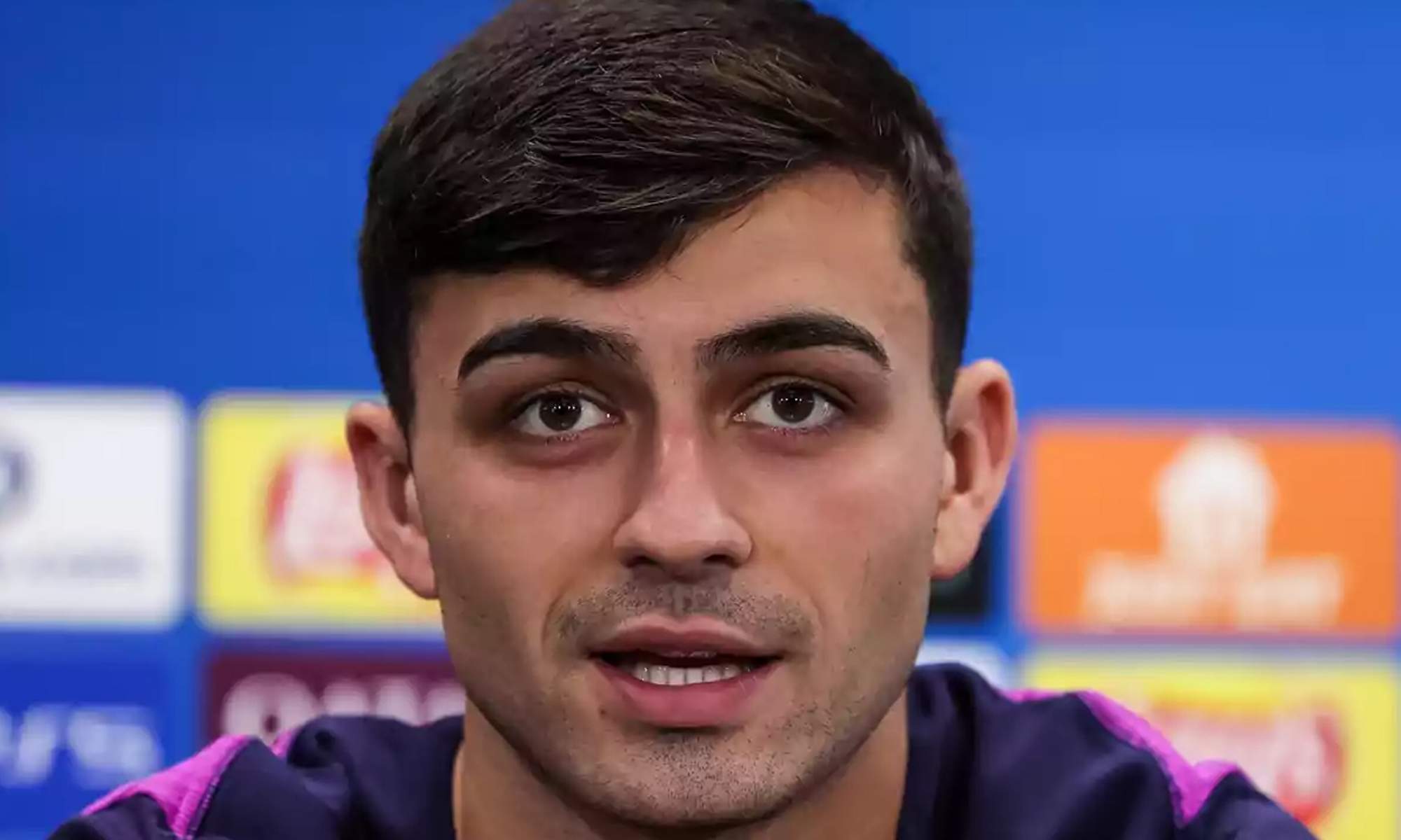 Pedri González hablando en una rueda de prensa del Barcelona. 