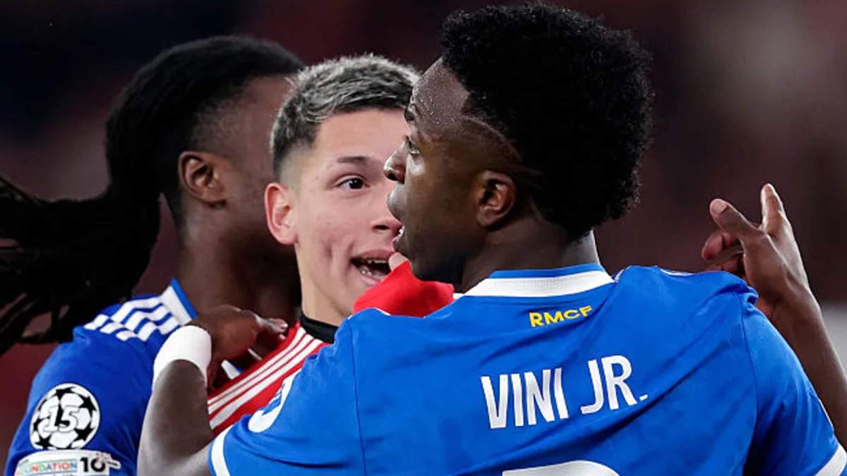 Prestianni insultando a Vinícius durante el Benfica - Real Madrid.