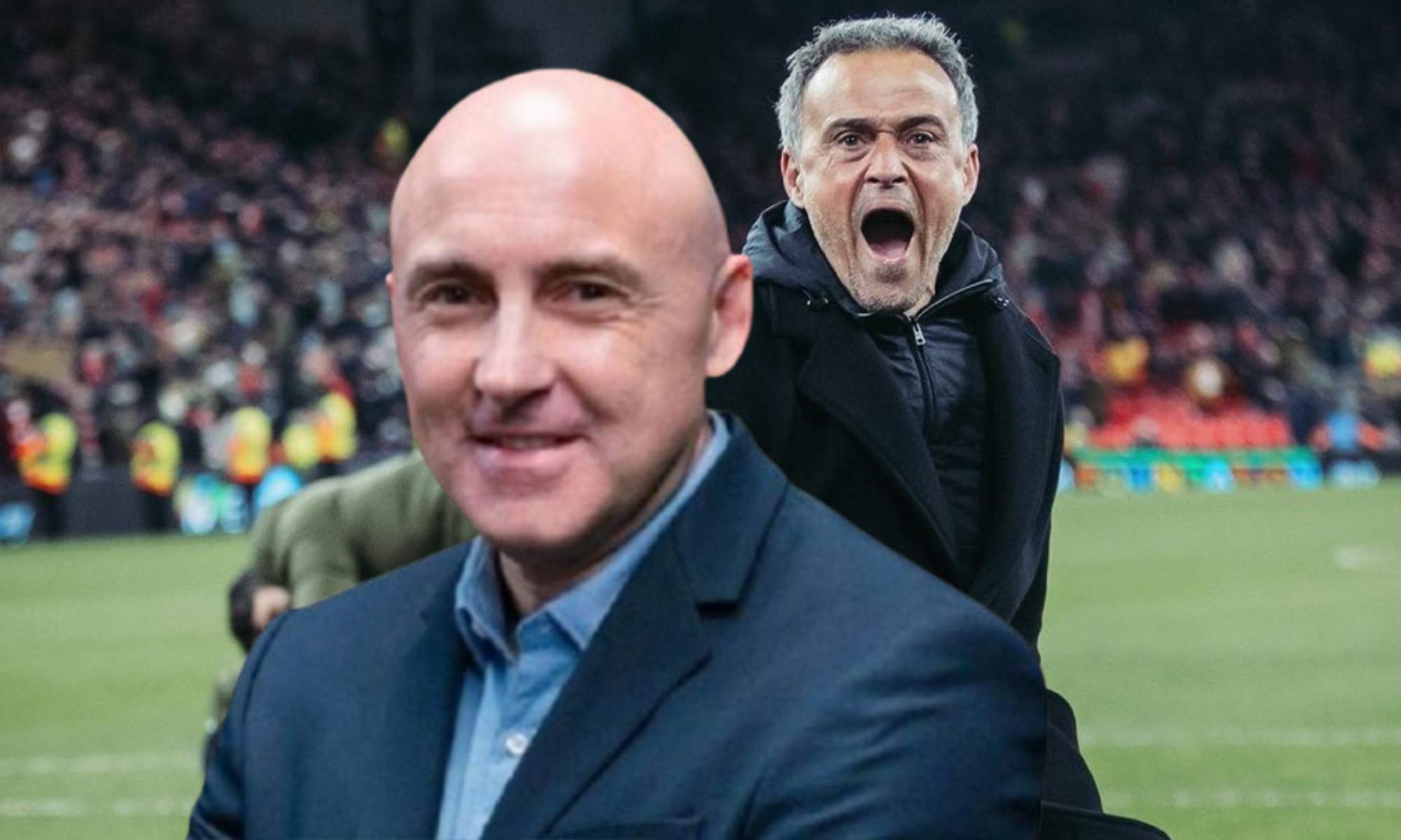 Maldini y una foto de Luis Enrique celebrando. 