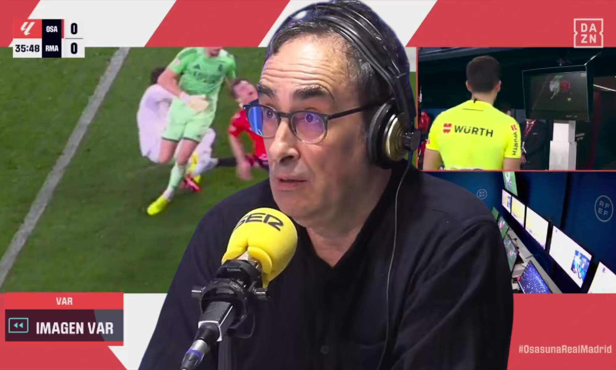 Iturralde cree que Courtois hace penalti a Budimir porque le pisa