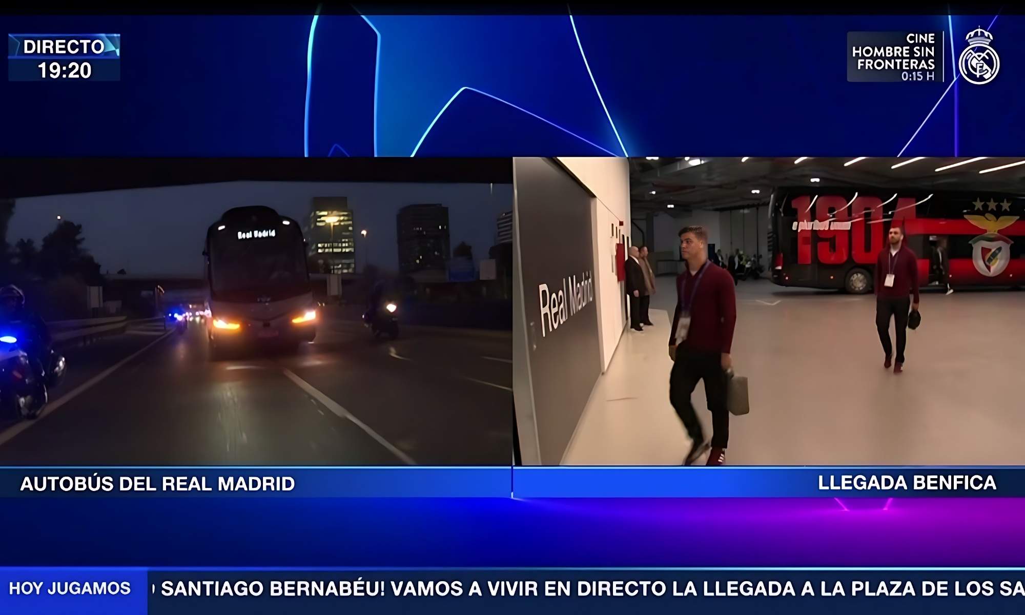 El Benfica deja el Hotel Intercontinental de Madrid y llega sin incidentes con Prestianni al estadio Santiago Bernabéu