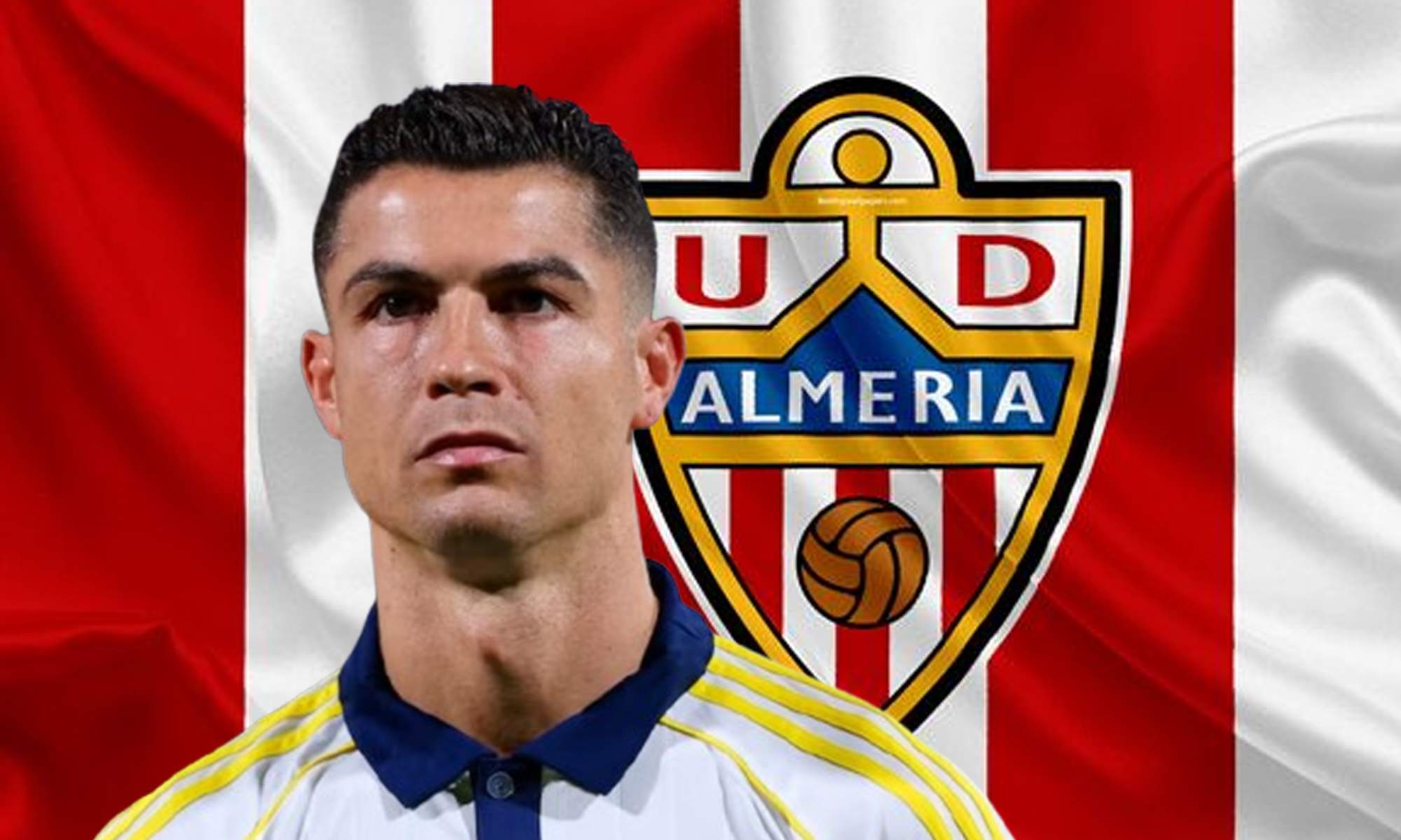 Cristiano Ronaldo y el escudo del Almería.