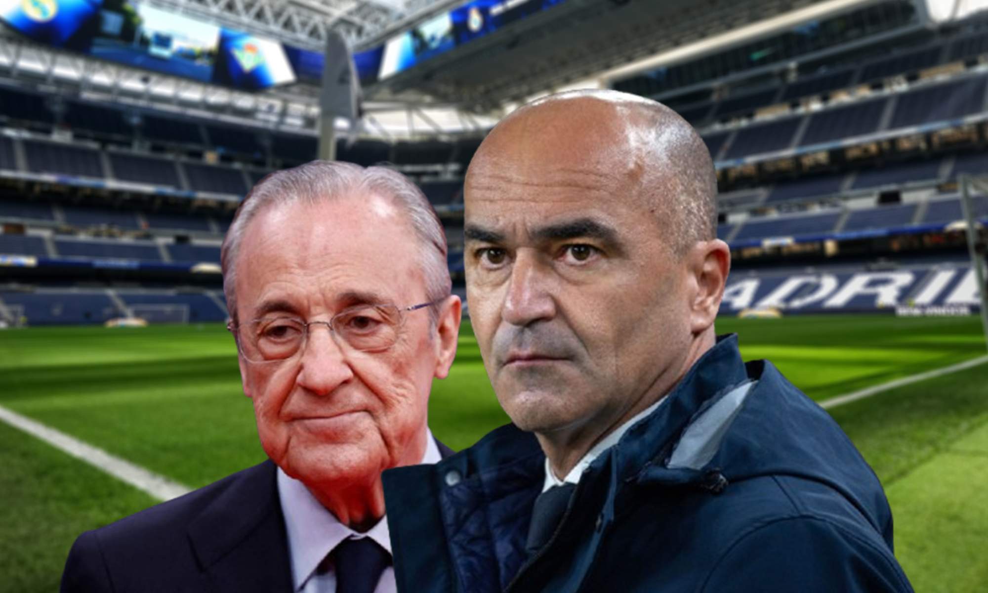 Florentino Pérez, Roberto Martínez y el Santiago Bernabéu.