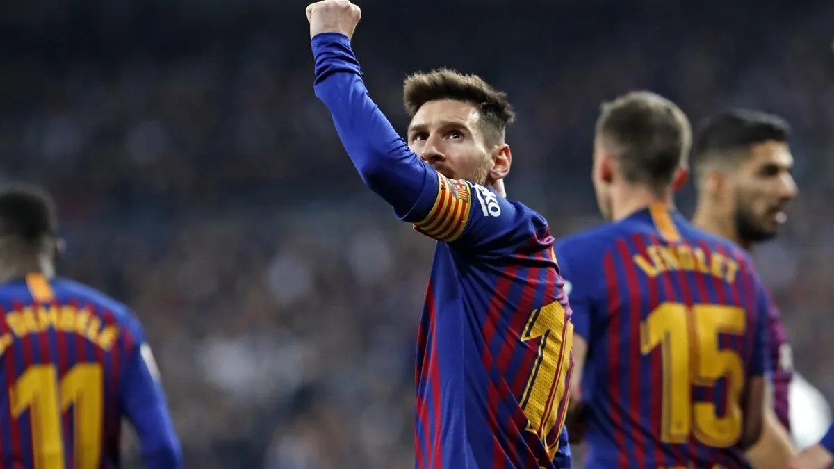 Messi celebrando un gol en el Bernabéu