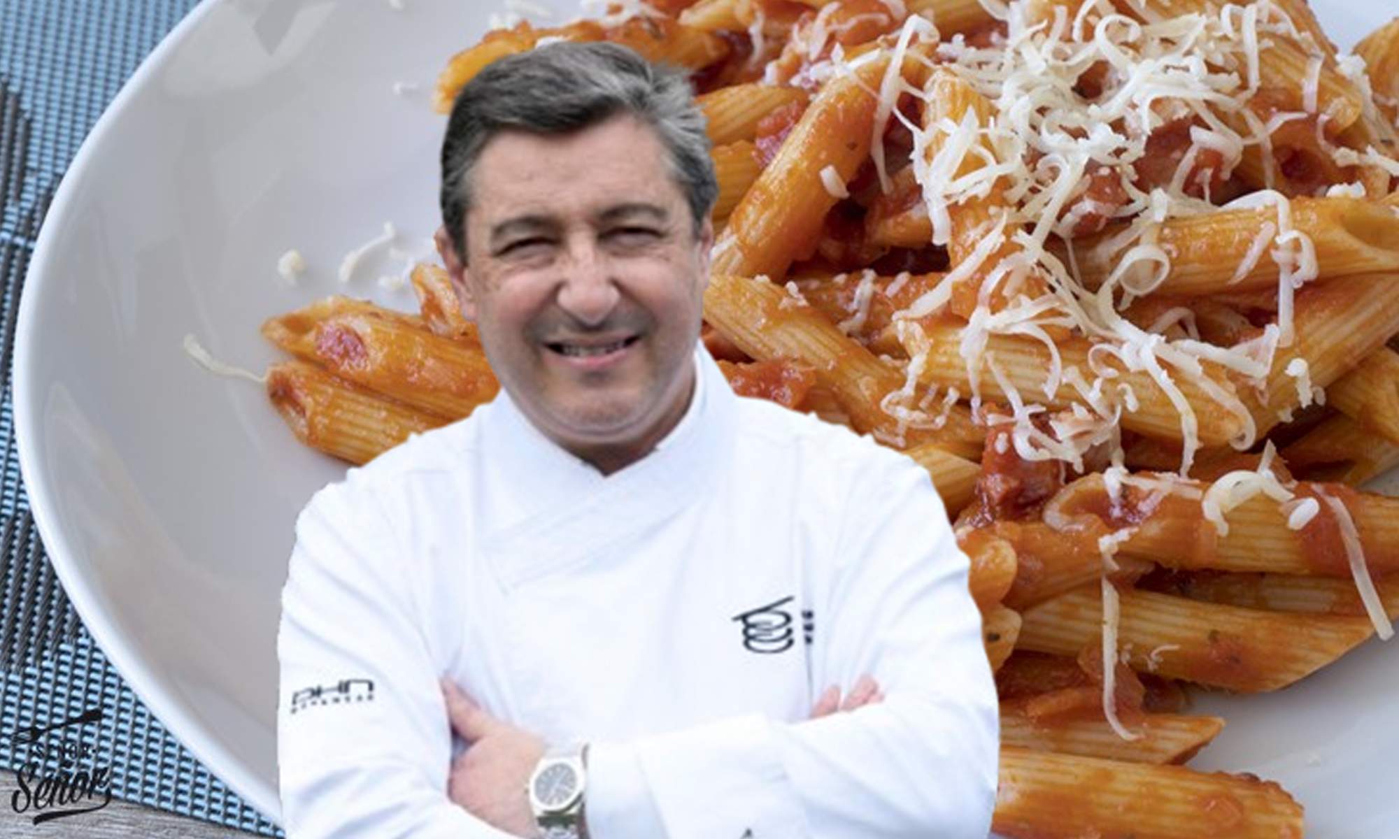 El chef Joan Roca y un plato de pasta.