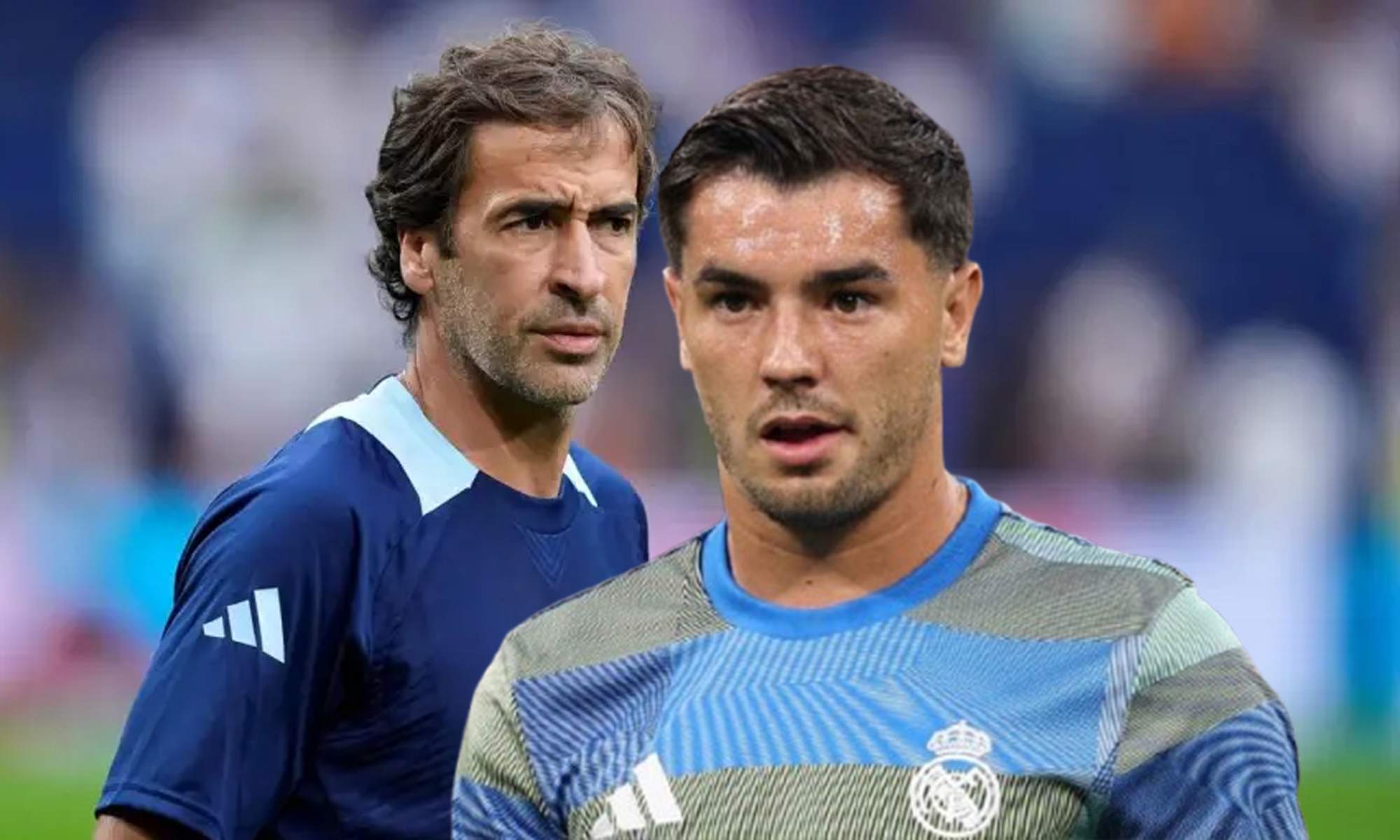 Brahim Díaz con la sudadera del Real Madrid y una foto de Raúl González.