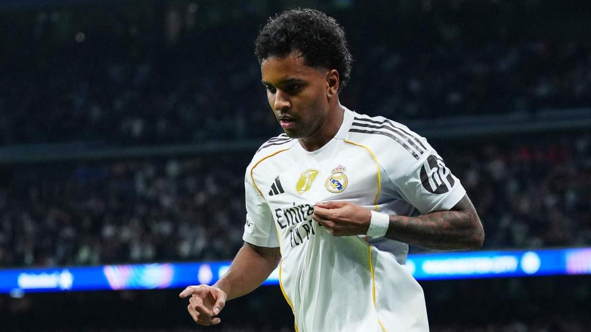 Rodrygo celebrando su gol ante el Manchester City