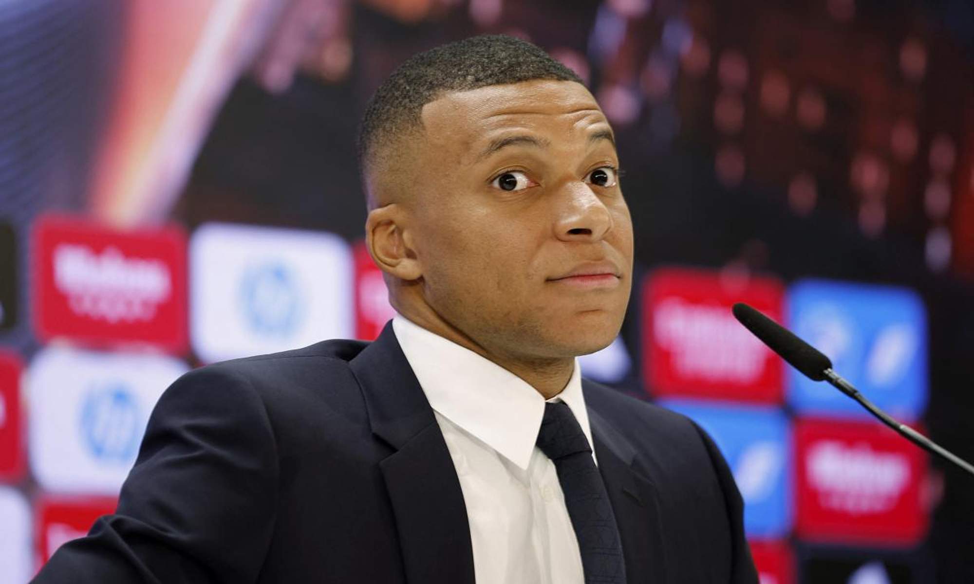 Kylian Mbappé en su primera rueda de prensa como jugador del Real Madrid.