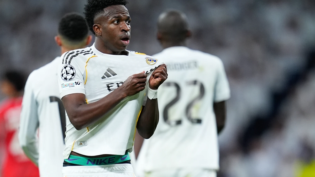 Vinicius celebrando un gol con el Real Madrid
