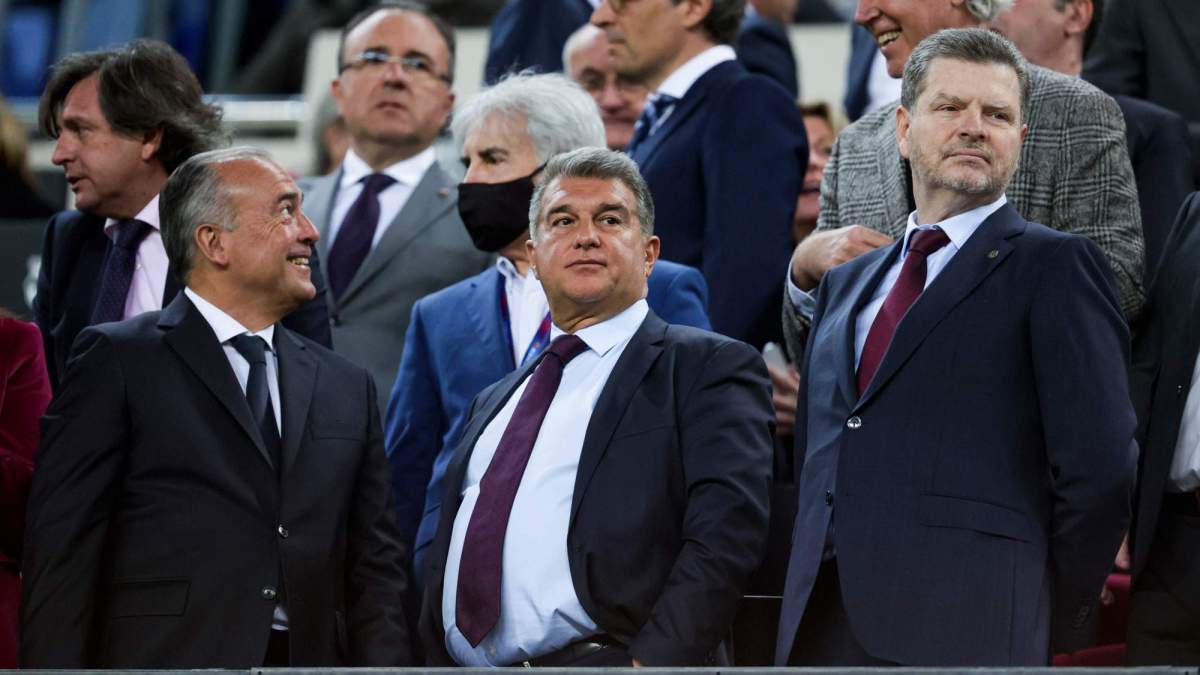 Joan Laporta, en el palco durante un partido del Barça.