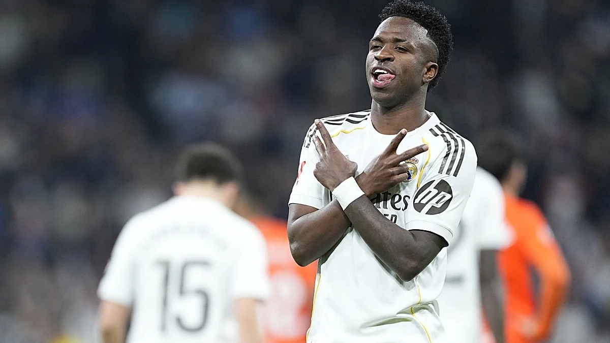 Vinicius celebrando uno de sus goles ante la Real Sociedad Vinicius celebrando uno de sus goles ante la Real Sociedad