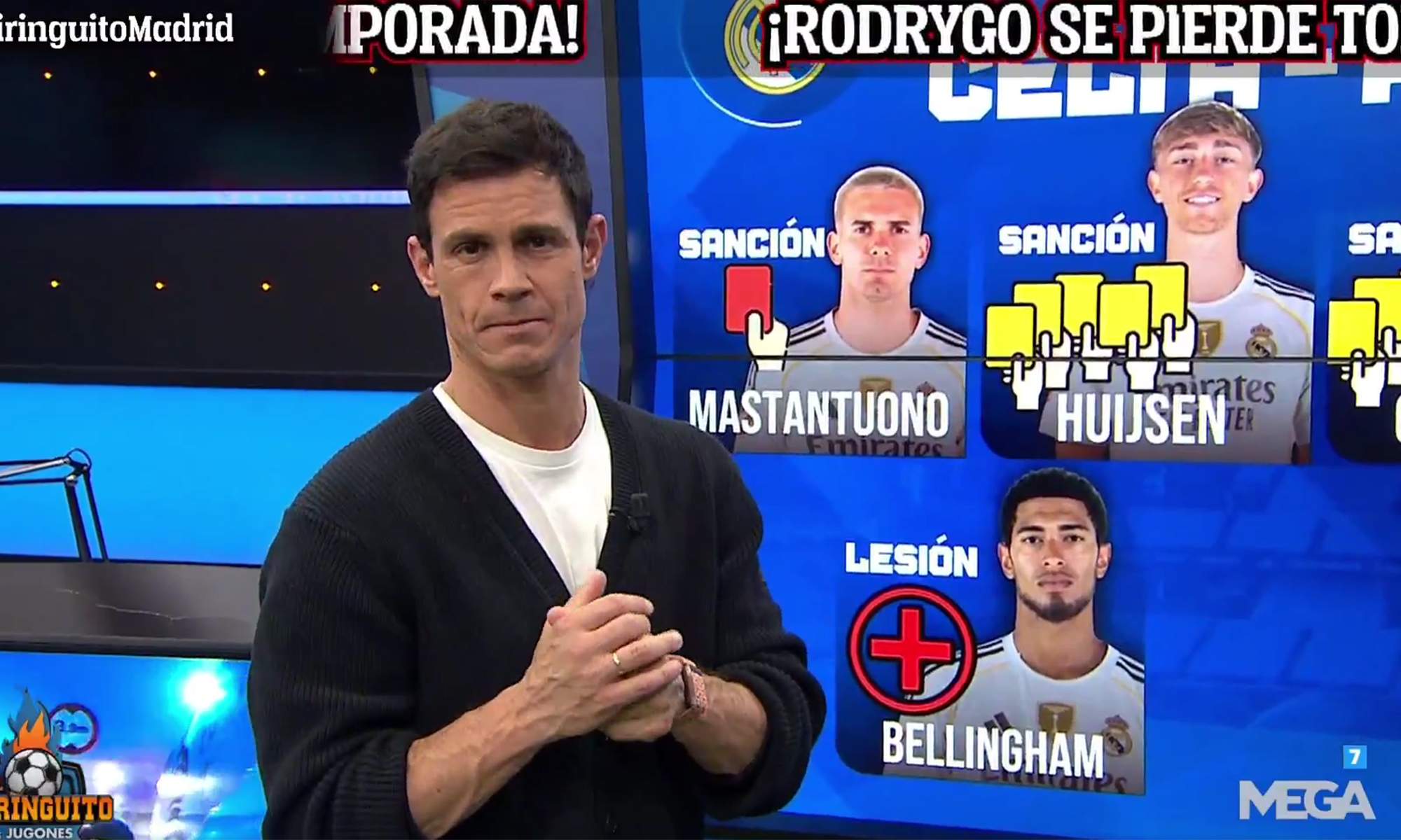 Edu Aguirre dando una noticia en El Chiringuito.